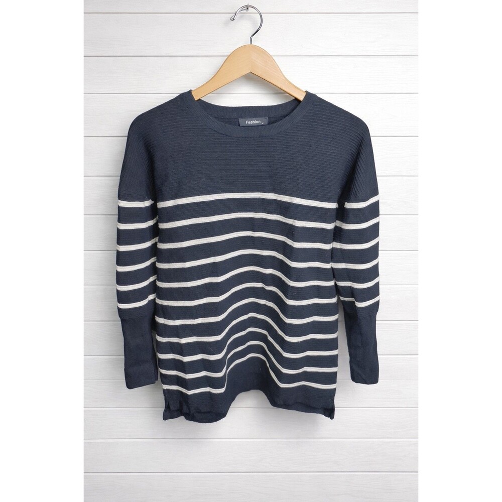 Black and White  Oversized Crew Neck Long Sleeve Sweater L